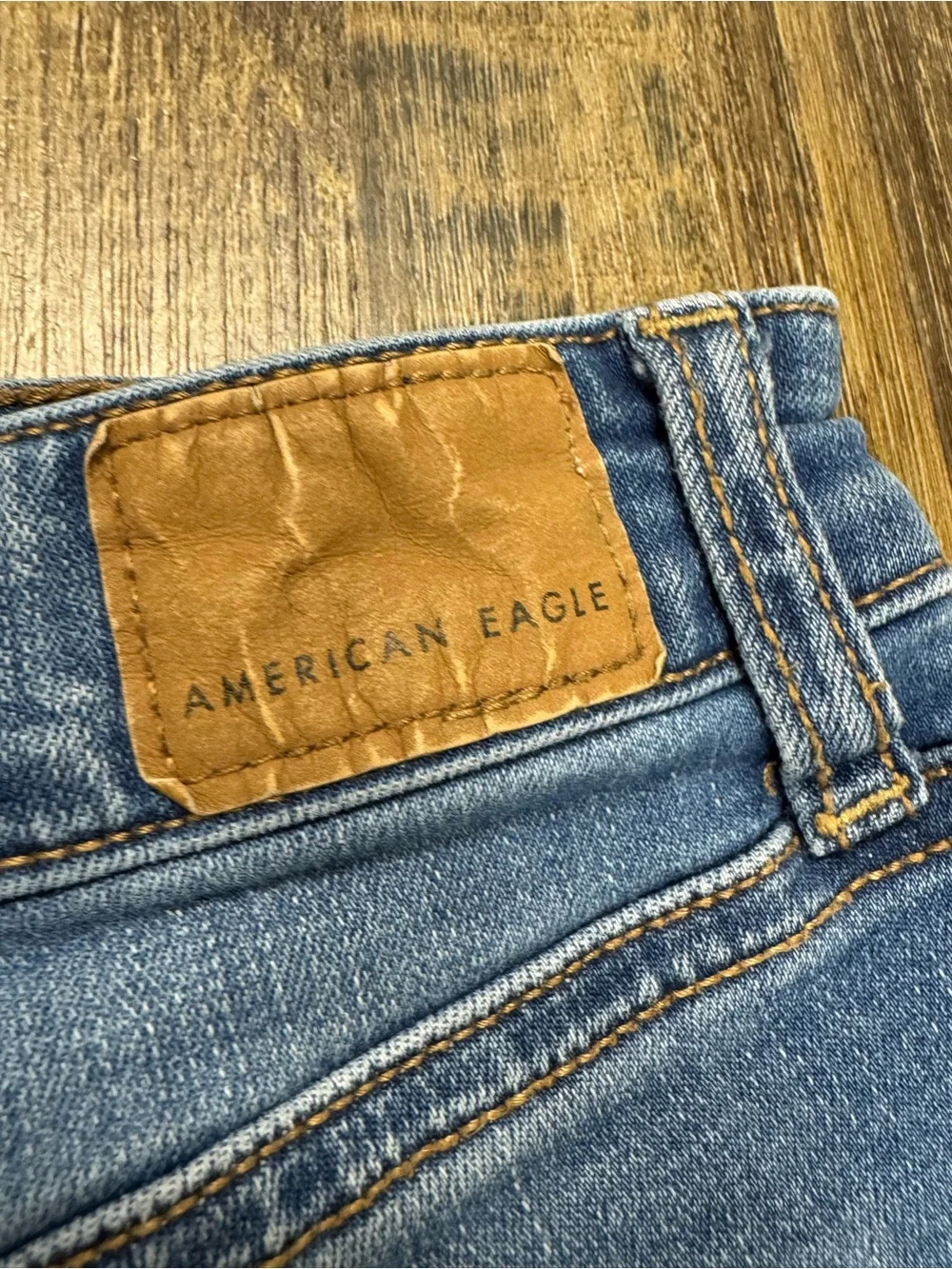 American Eagle Outfitters Blue Distressed High-Rise Denim Shorts Buttonfly
